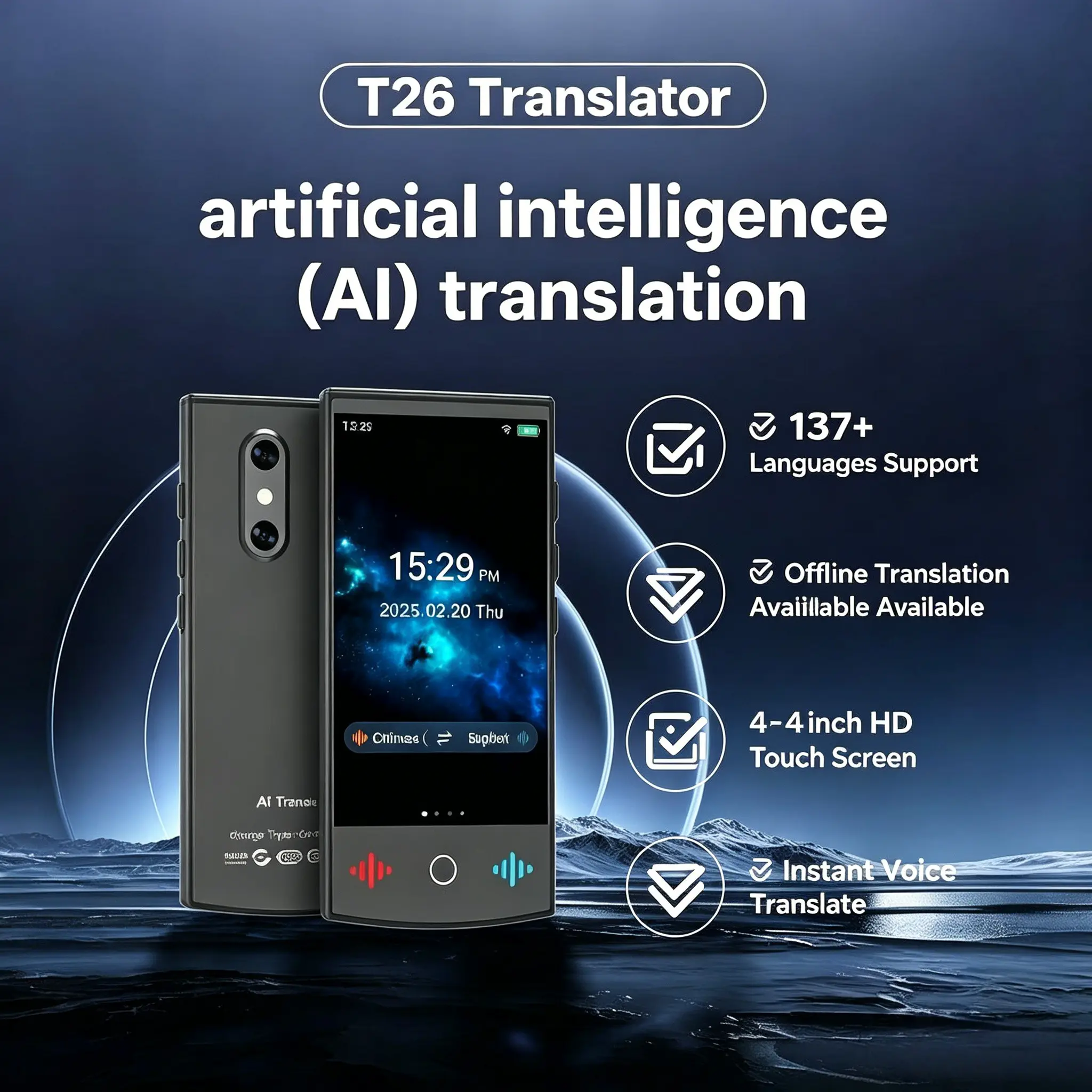 Ai Smart Translator Machine, Multi-Language Support, Real-Time Voice Translation, Offline & Image Translation, Ideal for Travel & Business