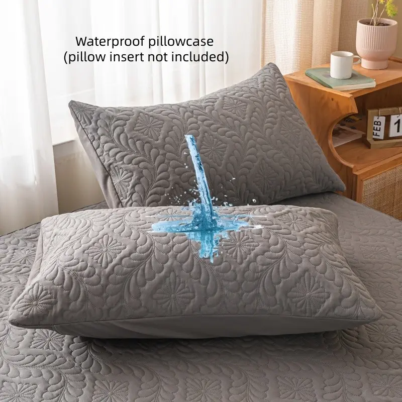 2pc Waterproof Pillowcase Set, All-Season Bed Protector, Stain & Sweat Resistant, Multiple Sizes Available, Home & Dorm Use