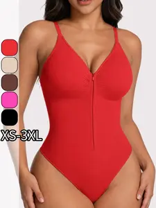 Seamless Soft Shaping Bodysuit for Women – Front Zipper, Slim Straps & No Panty Lines，Everyday，wedding dress，prom dress