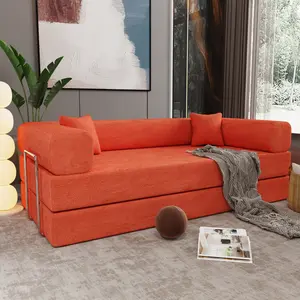 Aobtkel®Double sofa, sofa bed, multifunctional compression sofa, wide body sofa, pure sponge sofa, fine striped velvet fabric sofa