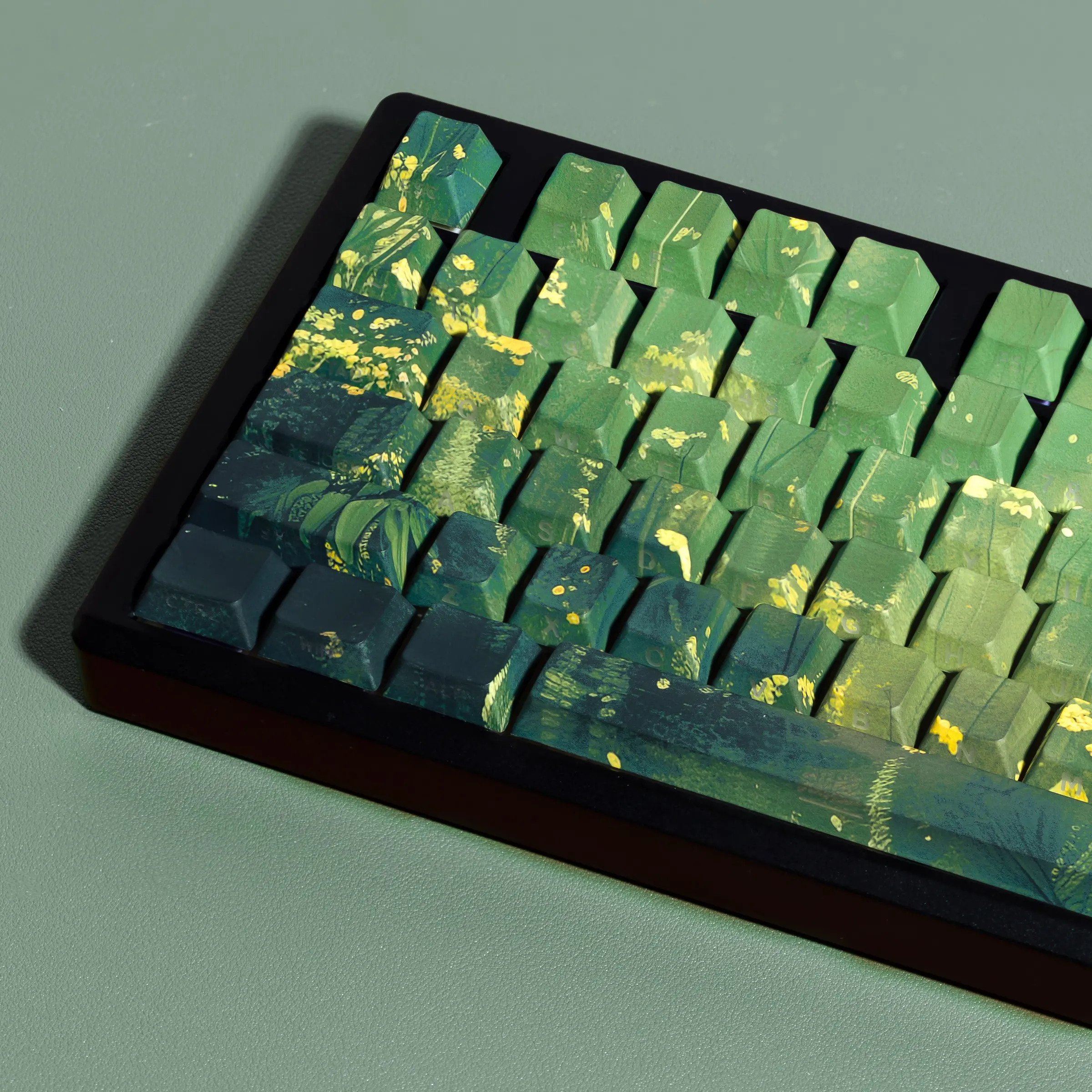 131 Key Original Height Cherry Profile Summer Keycaps, 5-Sided Heat Transfer, Dual Color Injection, Double Shot Process, Transparent Side, Suitable for Mechanical Keyboard