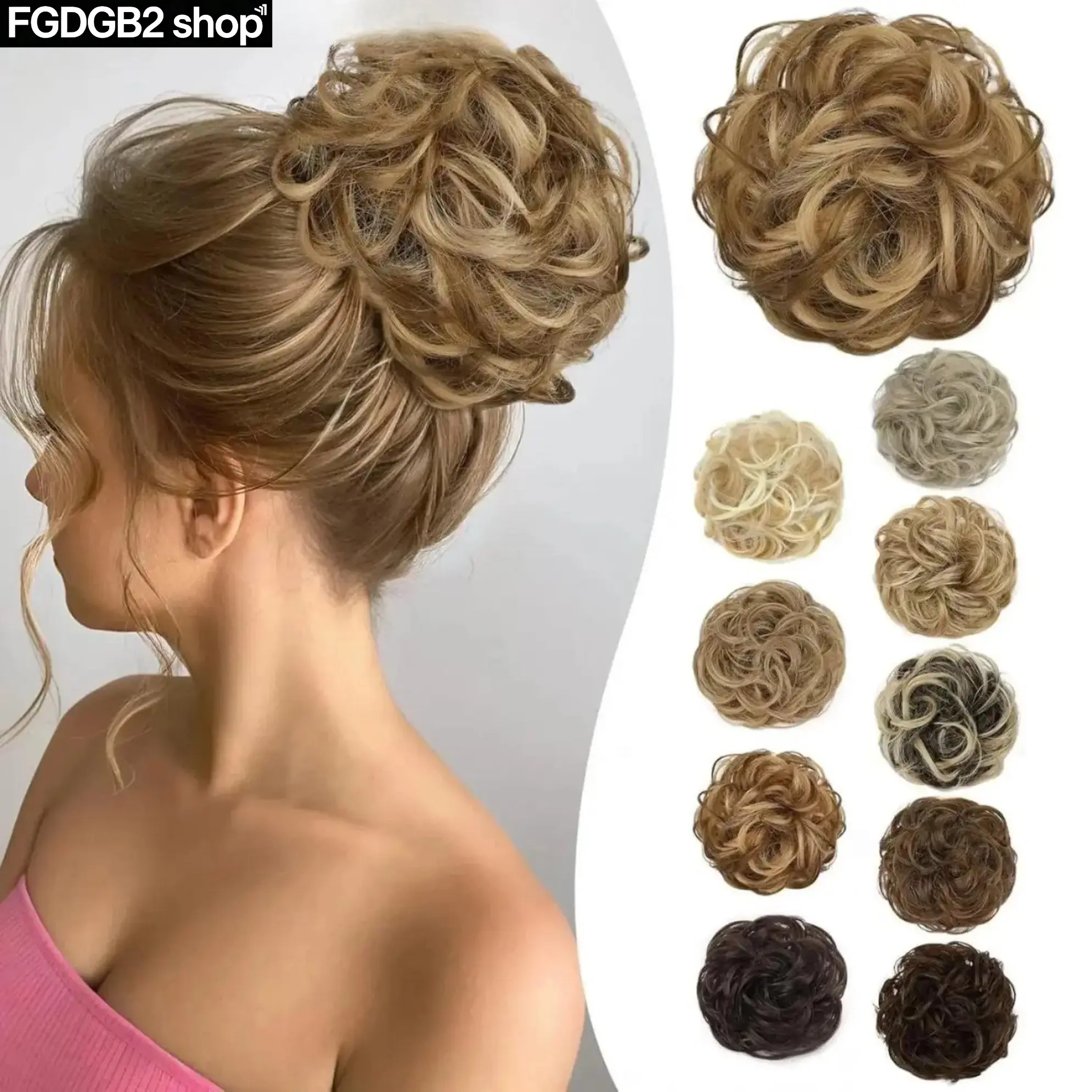 Iridescent Hair Bun Scrunchie, Loose Curly Synthetic Chignon Hairpiece with Elastic Band, Easy Updo Hair Accessory for Women & Girls, Quick Styling for Daily Wear, Parties, Weddings & Special Occasions