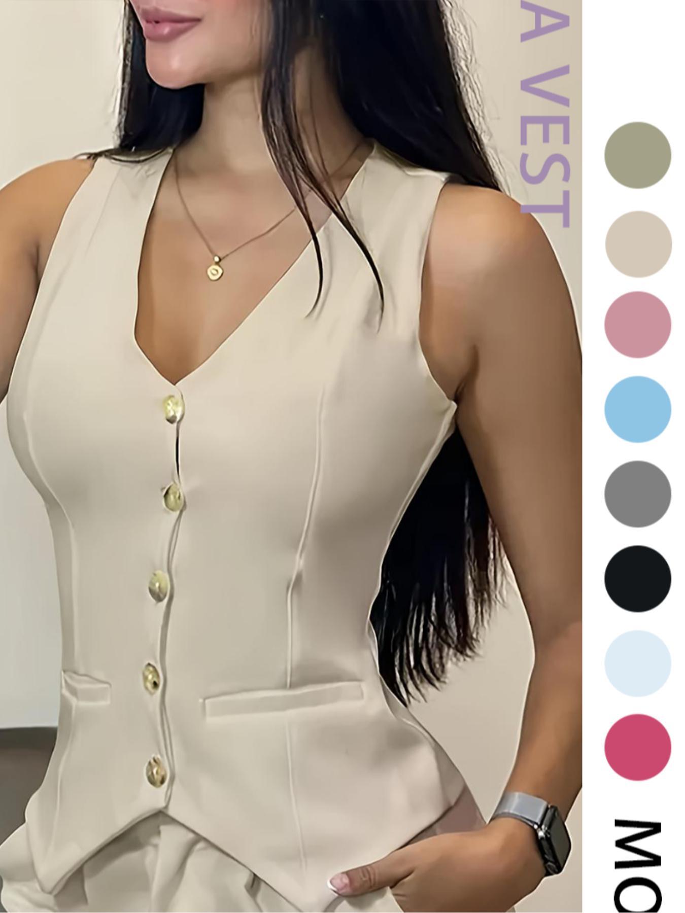 Women's Solid Color Fitted Tank Top & Shorts, Casual Sleeveless Top & Shorts for Daily Wear, Ladies Clothes for All Seasons, Office Siren Outfits, Cute Summer Outfit