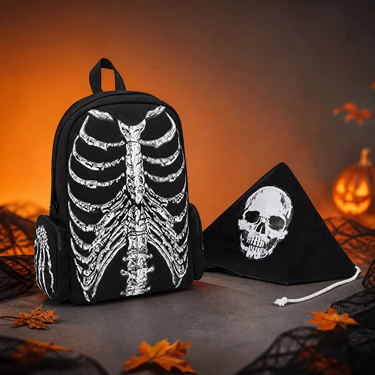 Unisex Gothic Canvas Backpack with Hoodie Graphic, Unisex Fit, 56-75L Large Compartment, Wear-Resistant, Poly-Cotton Lining, Curved Straps, 16in Laptop Compatible, Teen School Commute Street Style Bag