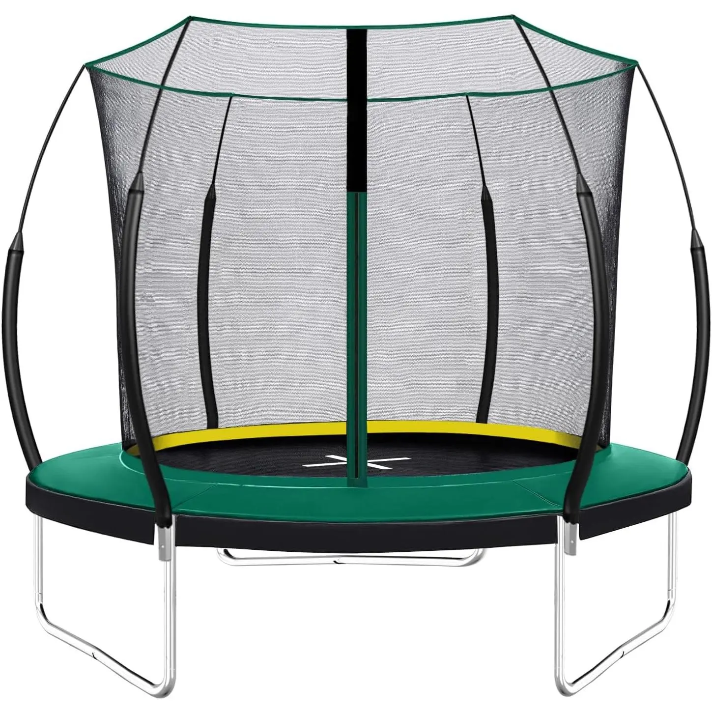 8FT Springfree Trampolines with LED Lights, Sprinkler, Music Speaker and Socks, ASTM Approved Outdoor Trampoline for Kids and Adults, Backyard Trampoline with Curved Poles