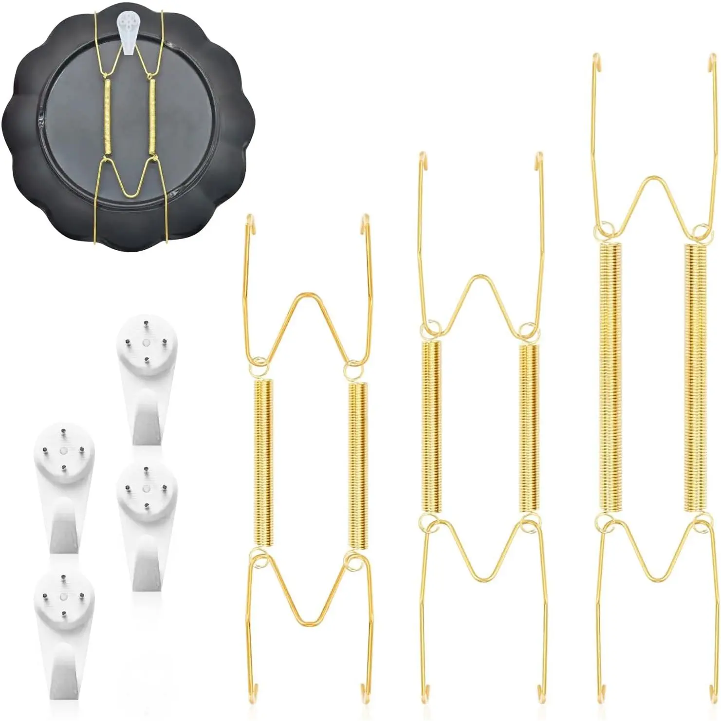 Decorative Plate Hangers for the Wall – 3 Sizes of 6/8/10 Inch Plate Hangers for Display with 4 Pack Wall Hooks, Invisible Wire Heavy Duty Plate Holders for Displaying or Picture