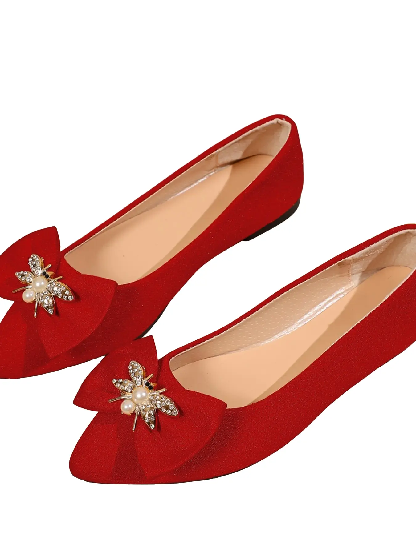 Spring Summer Elegant Rhinestone Bow Flat Shoes, Multicolor Solid Pointed Toe Soft Sole, Casual Office Shopping Women's Footwear Elegant Flats