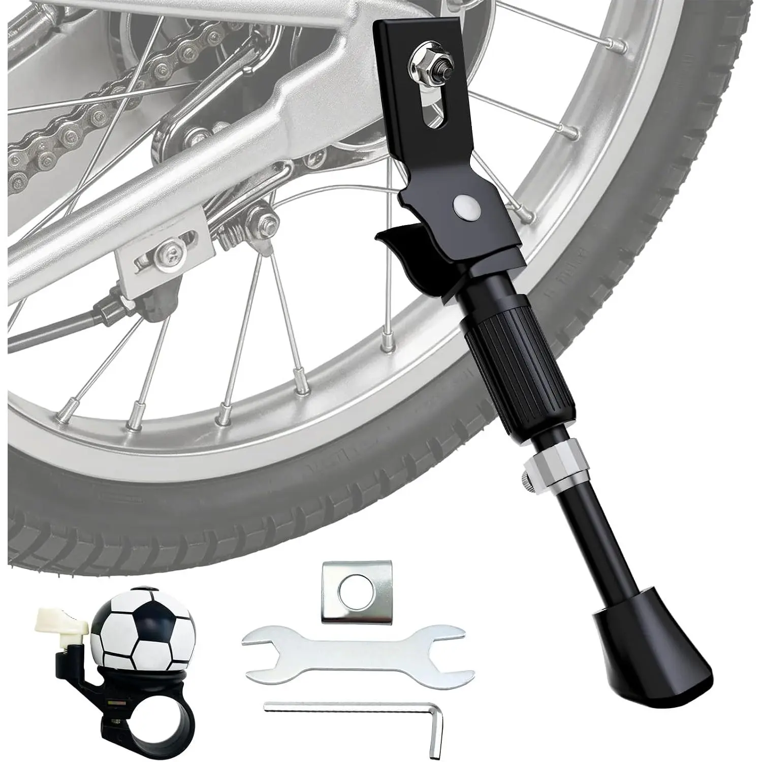 Kickstand for  ,Upgraded Adjustable   Kickstand for 14 16 18 20 22 Inch  , Alloy Easy Install  Rear   Kick Stand. (black)