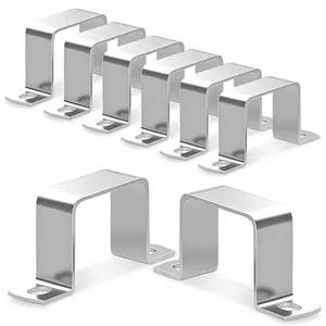 8 Pcs Stainless Steel Square Pipe Clamps – 40×40mm U-shaped tube holders for strong structural support. Durable angle clamps for square pipes, ideal for installations, DIY projects, furniture and industrial hardware use.
