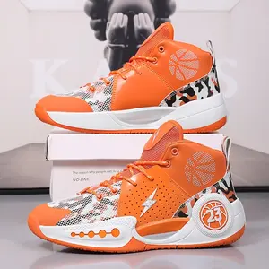GGOR Vibrant Orange and White Contrast Basketball Shoes, Performance Cushioning, Trendy and Stylish Professional Sneakers
