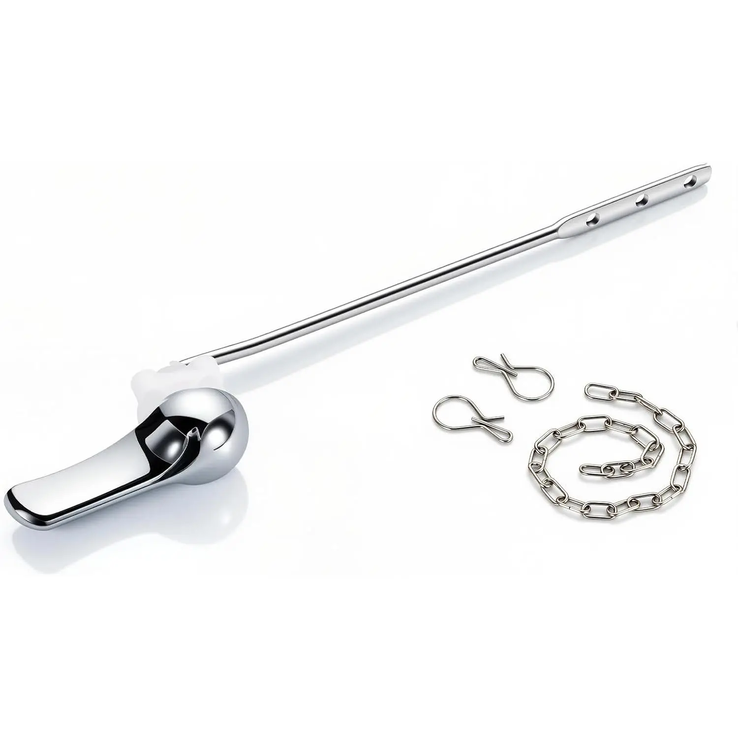 Front-Mount Toilet  Kit, Toilet Flush  Rod with Stainless Steel Flapper Chain, Compatible with  Front-Mount Toilets (Chrome (Brushed Nickel Rod), 1-Pack)