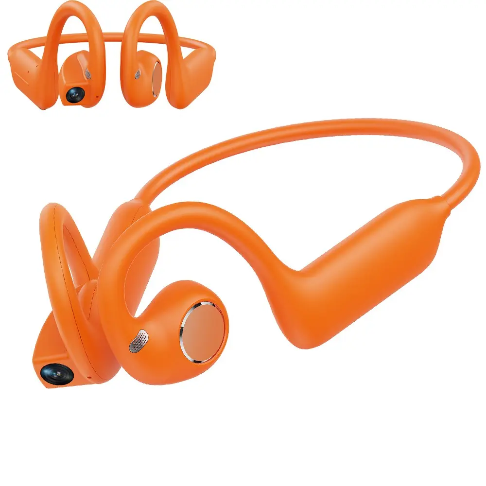 Bone Conduction Earphones with POV Camera for Video ， Wireless Headphones ,Open-Ear Earbuds, Photo&Video Shooting, Audio Recording, Hands-free Call,AI Real Time Translation ,8GB Memory, 10 Hours Music Time , Free APP