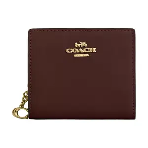 Coach Snap Wallet 11 for Women – Bifold Smooth Leather Wallet in Maple Red