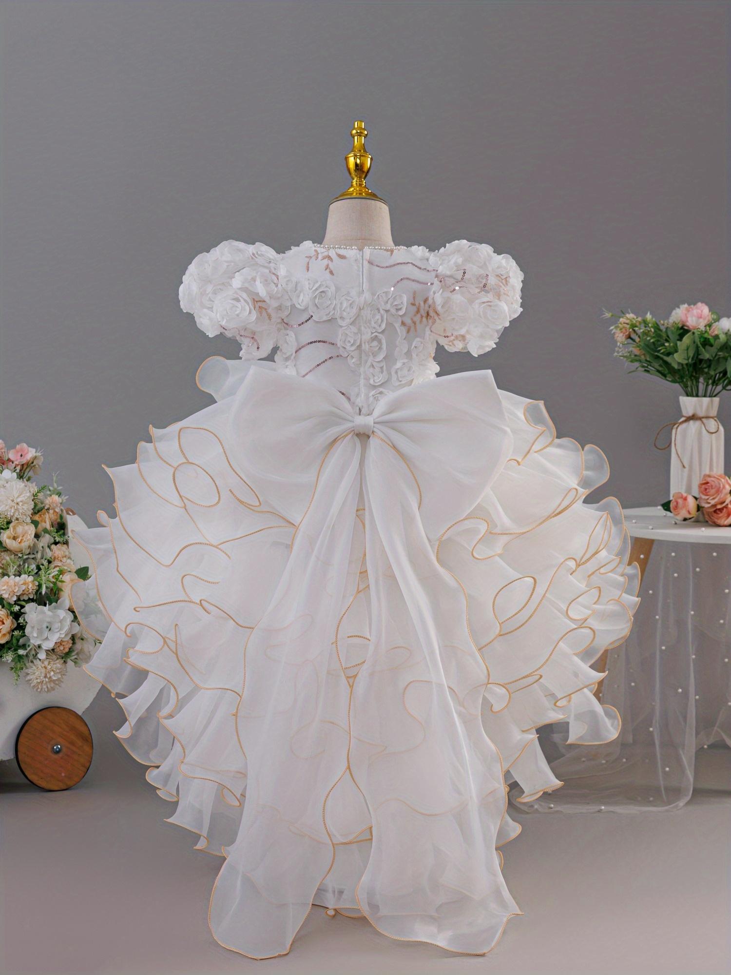 Girl's Princess Dress, Short Front Long Back Tulle Dress with Embroidered  3D , Short Dress for Girls' Birthday Parties, Weddings, Pageant,  Performances, Hosting, Social Events, and Festivals - TikTok Shop
