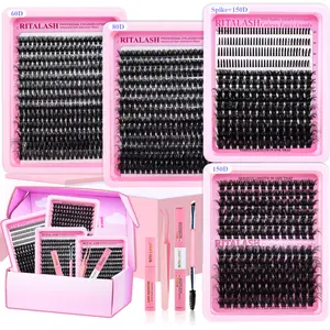 RITALASH 916PCS Mixed Length Individual False Eyelashes Kit, DIY Eyelash Extensions, Natural-Looking Eyelash Extensions with Accessories, Self-Grafting Curling Lashes for Women, Makeup Products
