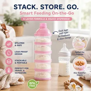 5-Layer Baby Formula Storage Container, Portable Detachable Box, Rice Grain Snack Organizer, Milk Powder Dispenser, Travel Formula Dispenser on the Go, Storage Bottle Jar