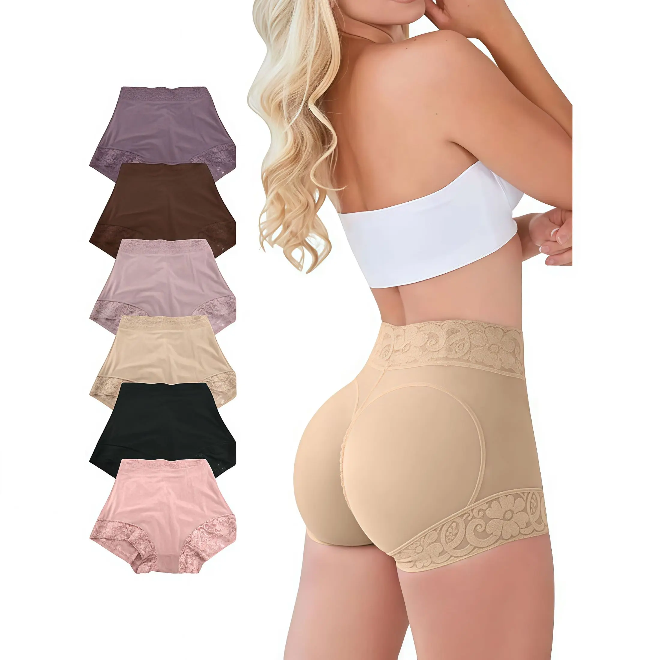 High Waisted Seamless Shapewear Panties with Lace Trim – Tummy Control & Butt Lifter Compression Shorts for Women, Breathable Soft Knickers, Hourglass Enhancer, Perfect for Daily, Date Night, or Valentine's Gift for Her.