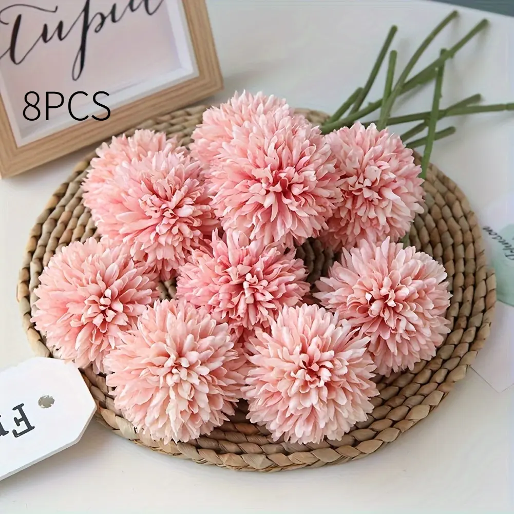 8 Stems Artificial Chrysanthemum Bouquet, Assorted Colors Available