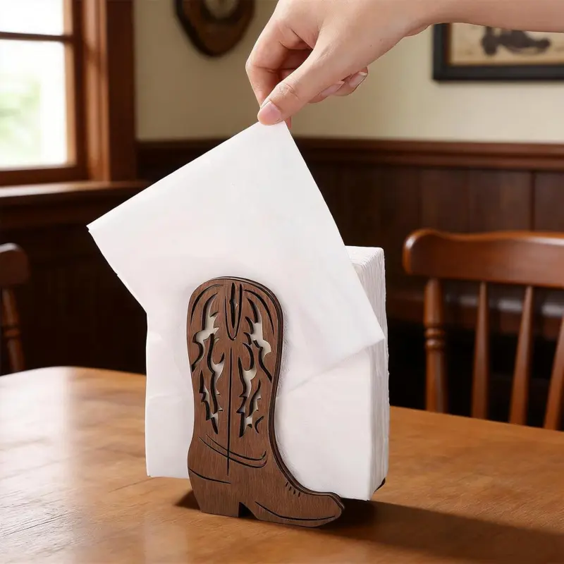 3D Western Cowboy Boot Shaped Napkin Holder, Table Decor, Western Cowboy Boot Decoration for Bedroom, Kitchen, Party and Table Centerpiece