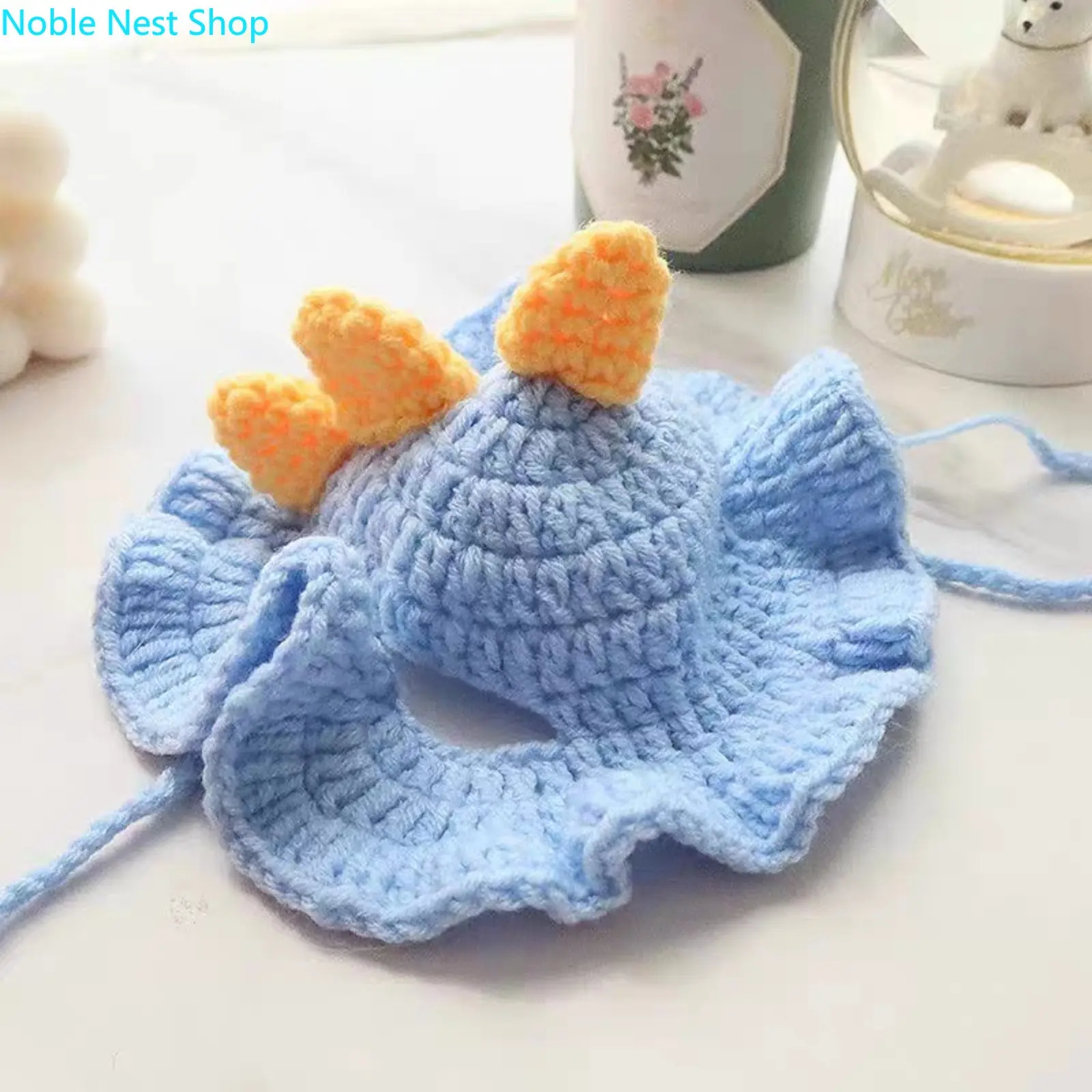Knitted Cat Dog Hat Handmade Woven Headgear, Cute Costume Prop Funny Pet Accessory Headwear for Daily Party Photo Props