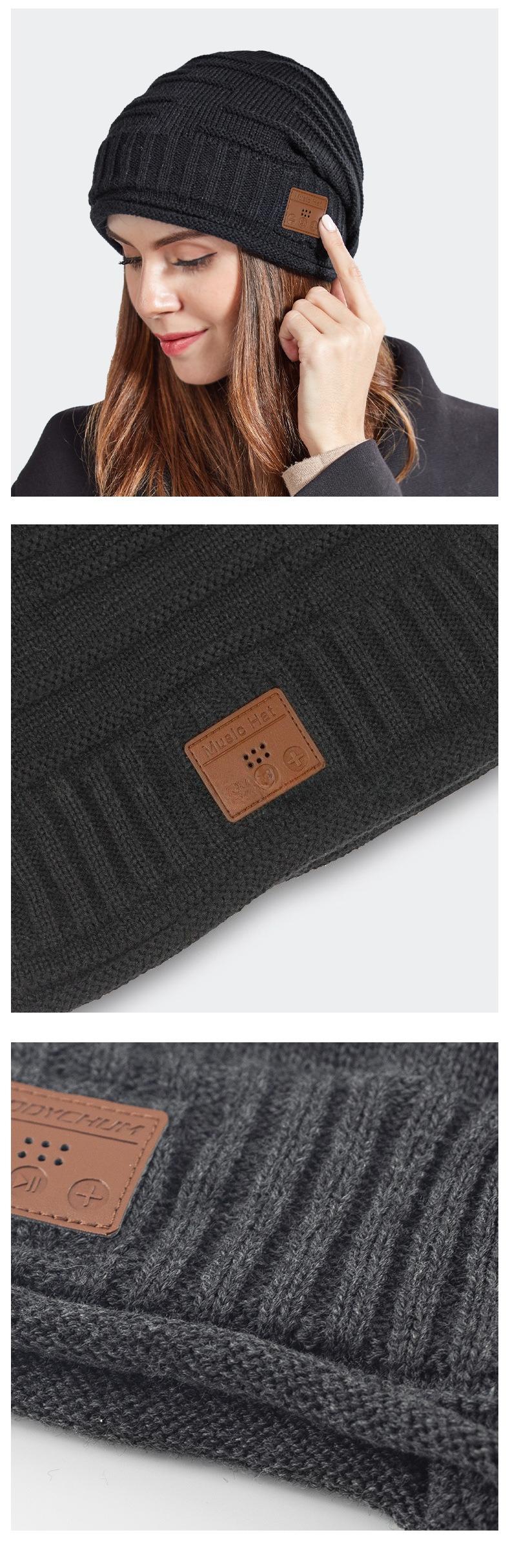 BIGWIG Unisex Bluetooth Knit Hat, Winter Music Hat, Hands-free Earphone, Washable Wireless Earphone Hat, Fleece-lined Warm Knit Hat, Music Hat, Christmas Gift, Novel Music Gift, Suitable for Running, Fishing, Cycling