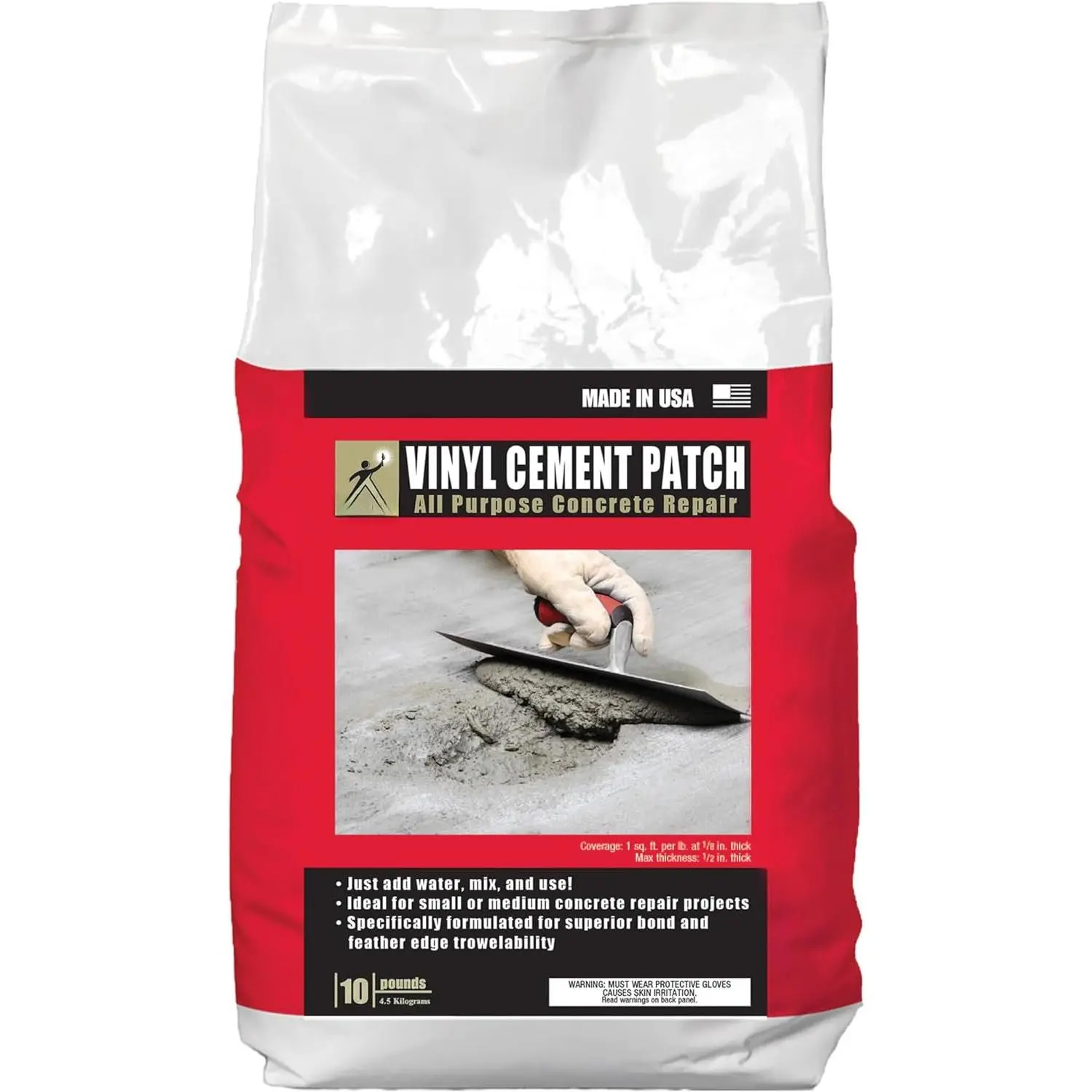 Vinyl Cement Patch, 10 Pounds | Concrete Patch, Compound for Flooring, Patching, Repair, High Strength,  to Use, Convenient Size