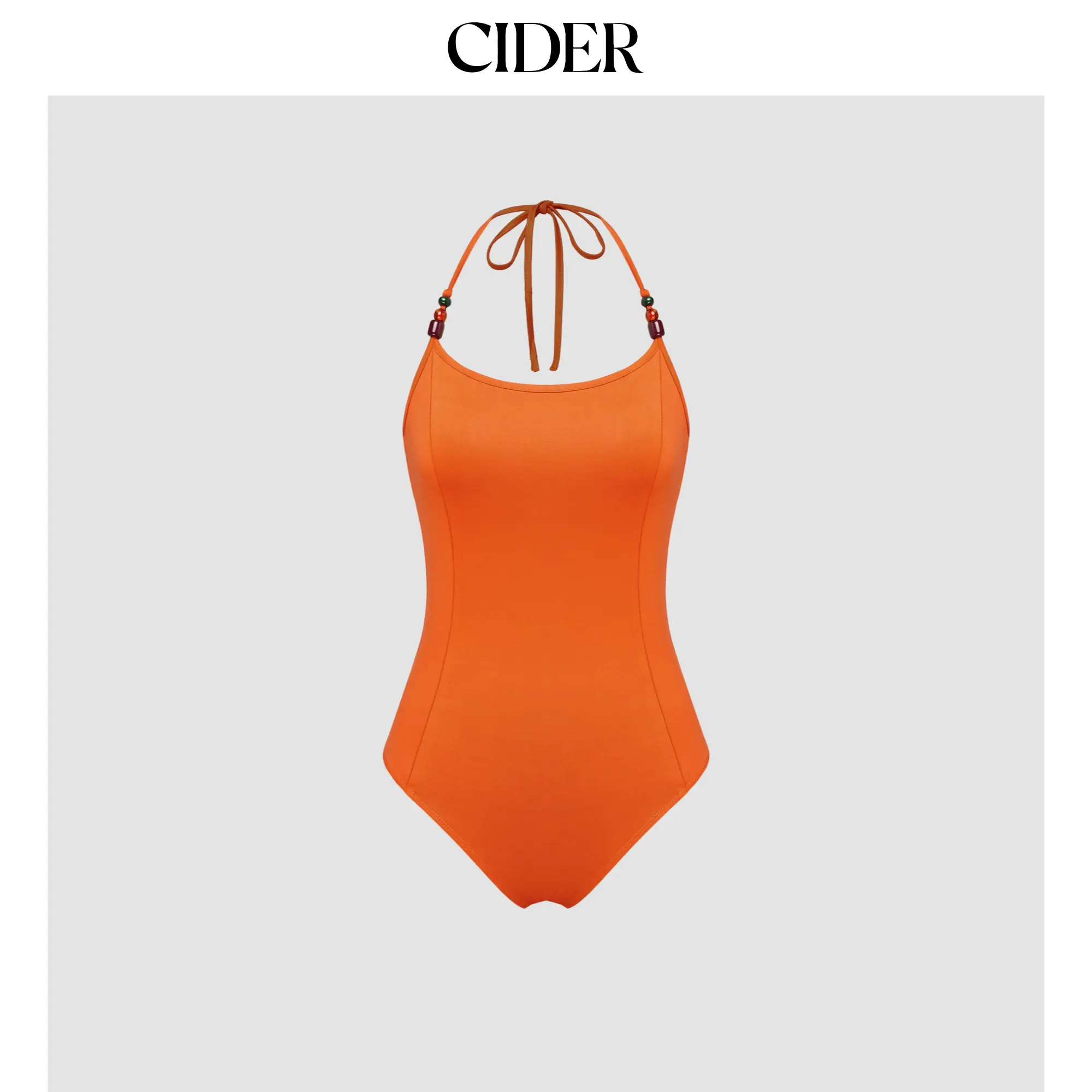 Cider [size 2-10] Halter Solid Backless Beaded Bodysuit