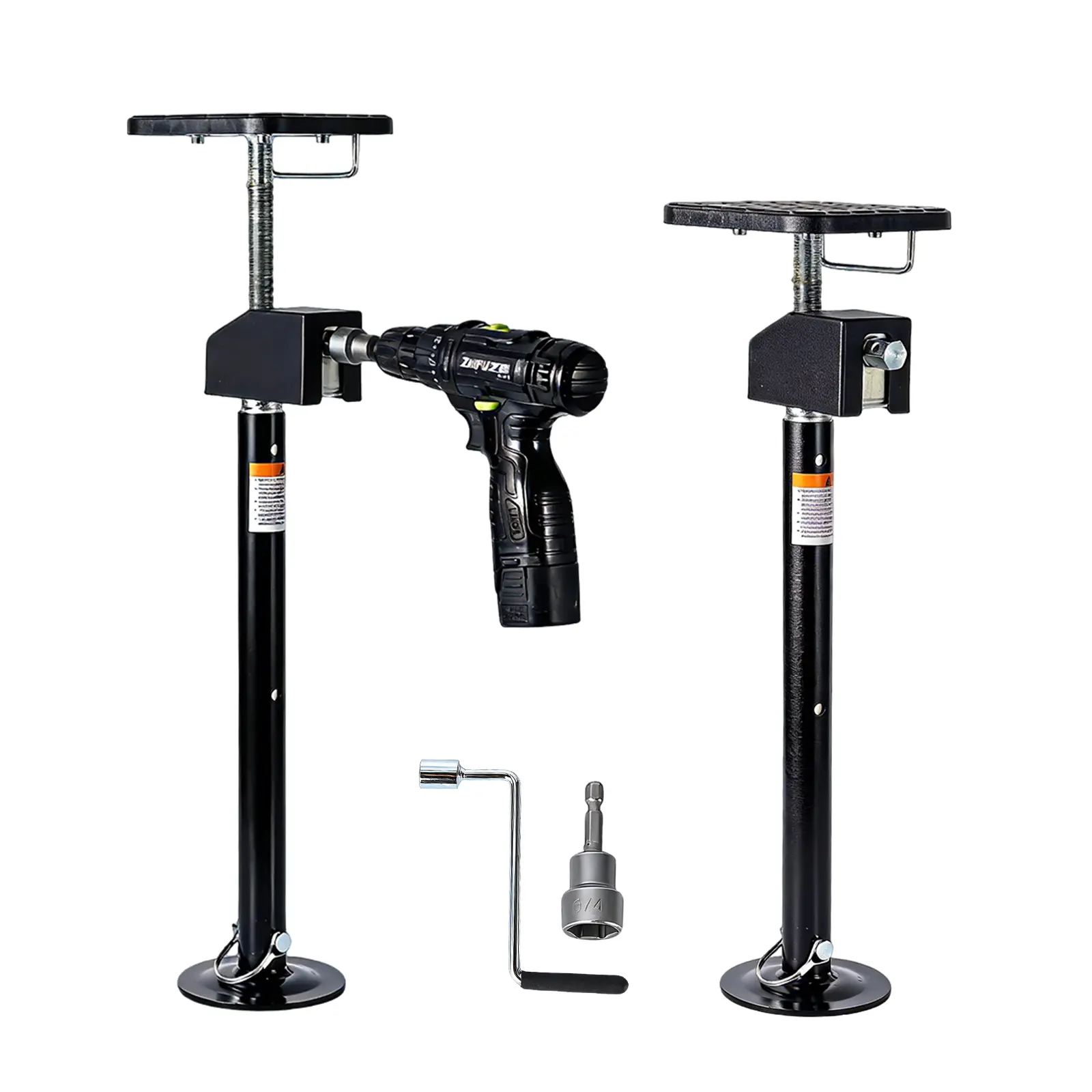 GARVEE Adjustable RV Slide-Out Support Jacks – 10,000 lb Capacity, Quick-Lift Flat-Top Design, Hand Crank & Drill-Compatible, for Camper Leveling & Stabilization – 2-Piece Set