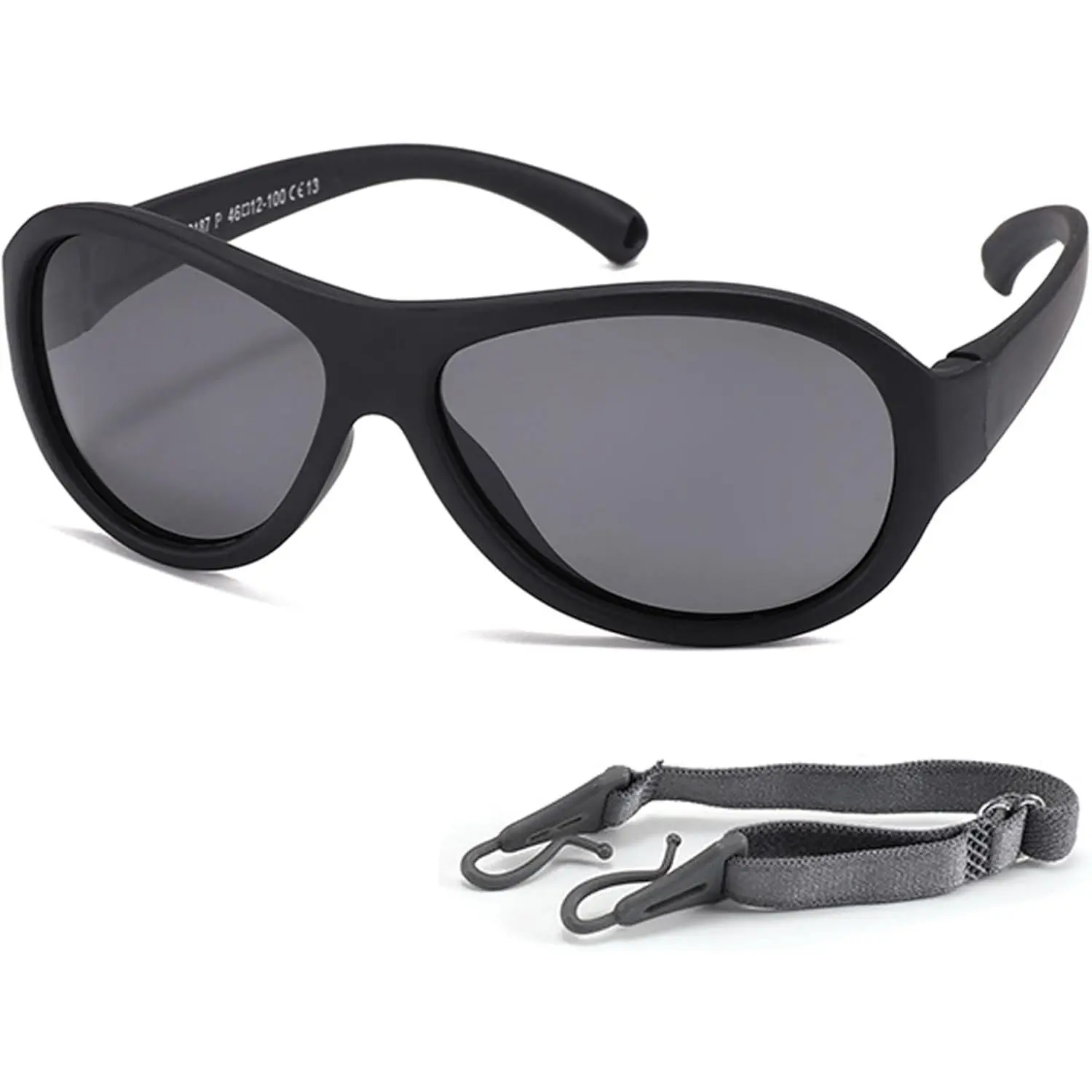 Baby & Toddler Aviator Sunglasses with Flexible Rubber Frame, Polarized Lenses & UV Protection, Includes Adjustable Strap for Ages 0-36 Months, Flexible Band