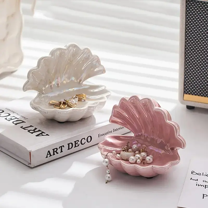 Creative Shell Design Jewelry Tray, Necklace Earring Display Plate, Key Storage Organizer, Home Jewelry Organizer, Vanity Table Decor, Trinket Tray