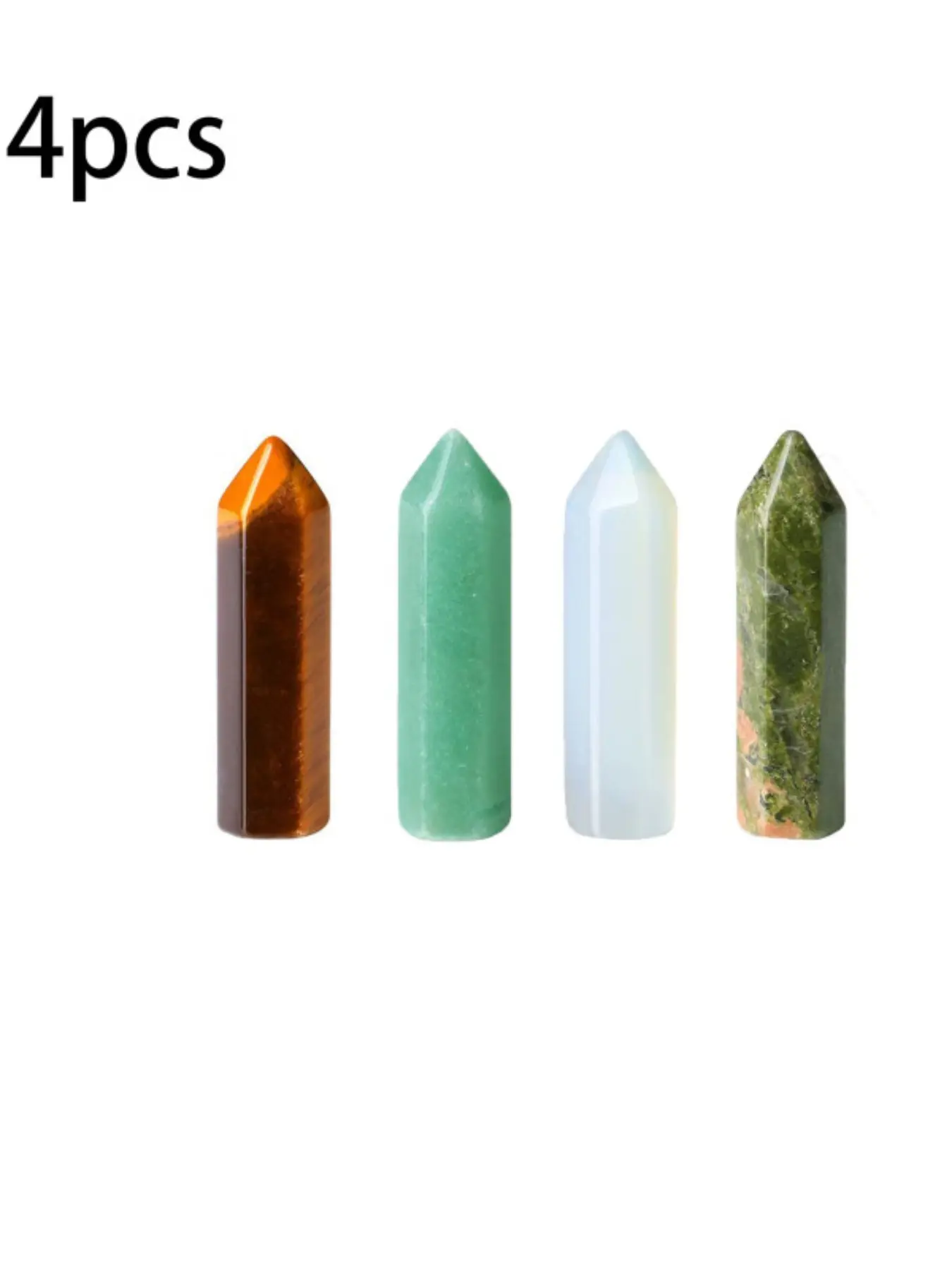 4Pcs Natural Crystal Single Point Hexagonal Wand Set Polished Chakra Healing Crystal Tower Stone Meditation Decor For Men Women Home Yoga Gift