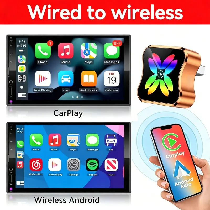 Wireless CarPlay adapter, 2026 upgraded plug-and-play wireless CarPlay dongle, compatible with iPhone, zero-latency WiFi, suitable for cars with factory wired CarPlay, supports iOS 10 and above, a must-have driving gift for your boyfriend