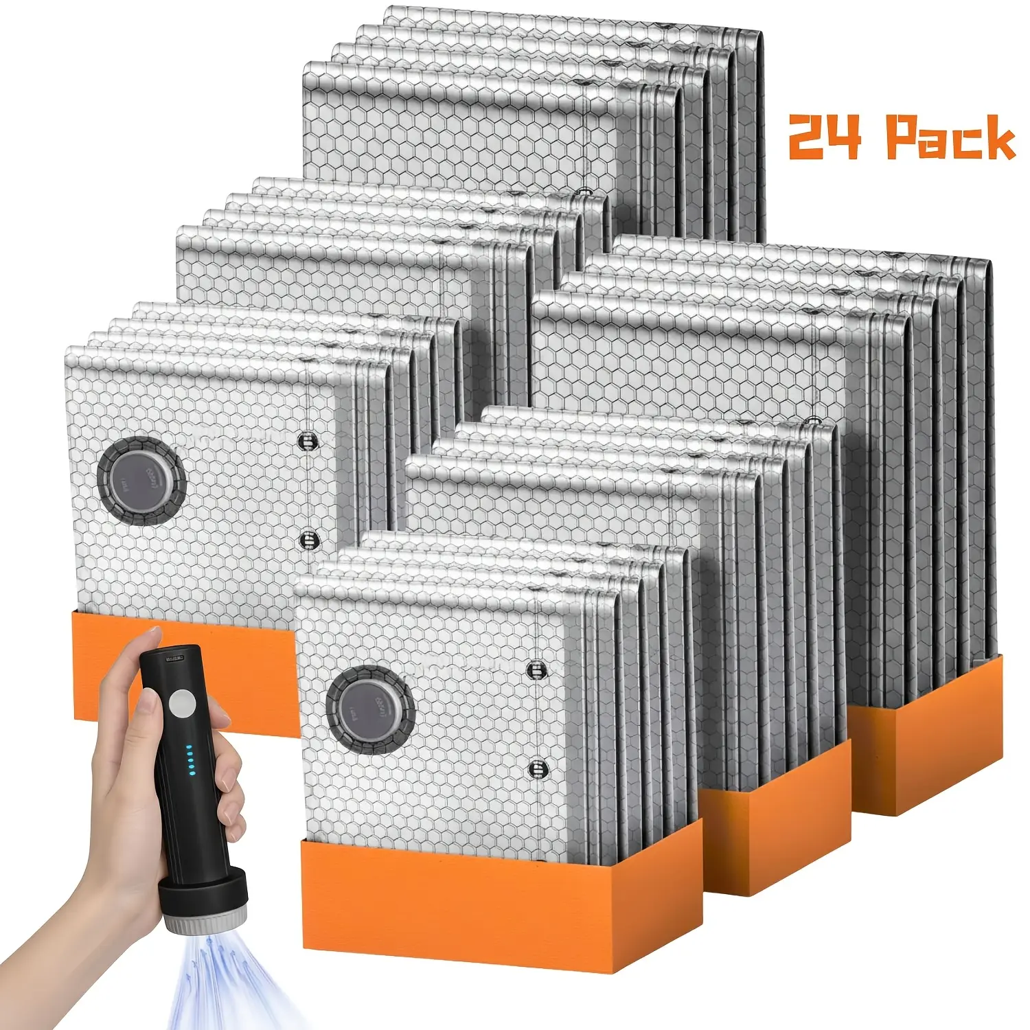 24 Pack Travel Compression Vacuum Bags with Pump, Space Saving Storage Pouches for Clothing, Perfect for Backpack & Suitcase