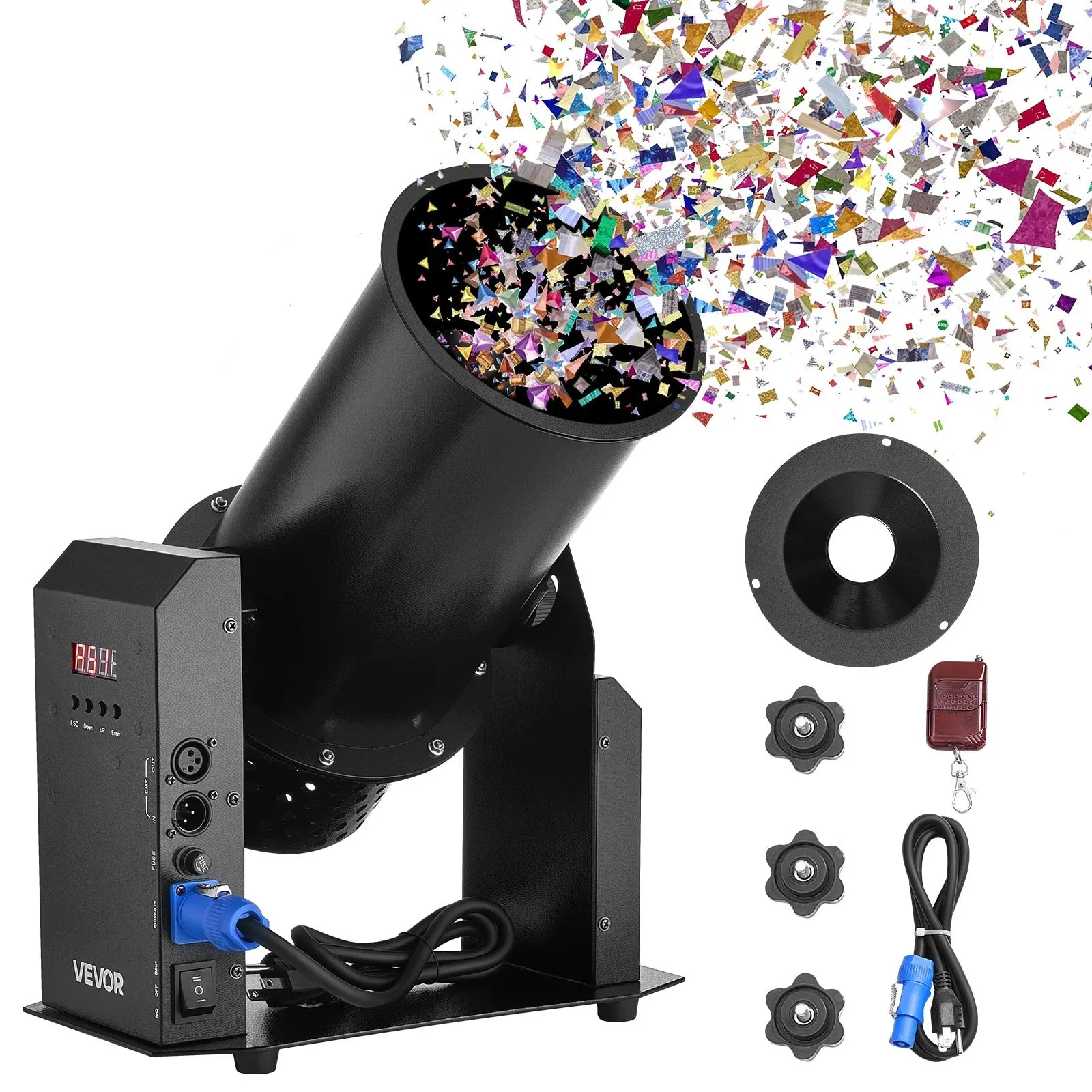 【DealsForYouDays】VEVOR 1500W Electric Confetti Machine, Portable Size Confetti Shot with DMX512 Sync, Manual Control, for Wedding Event Use, Stage Nightclub Show