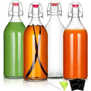 32oz Swing Top Bottles -Glass Beer Bottle with Airtight Rubber Seal Flip Caps for Home Brewing Kombucha,Beverages,Oil,Vinegar,Water,Soda,Kefir (4 Pack)