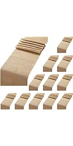 15 Pack Burlap Table Bulk 12 x 71 Inch Rustic Jute Tablerunner Khaki Farmhouse Burlap for Wedding Banquet Birthday Dining Table Decorations(Tassel)