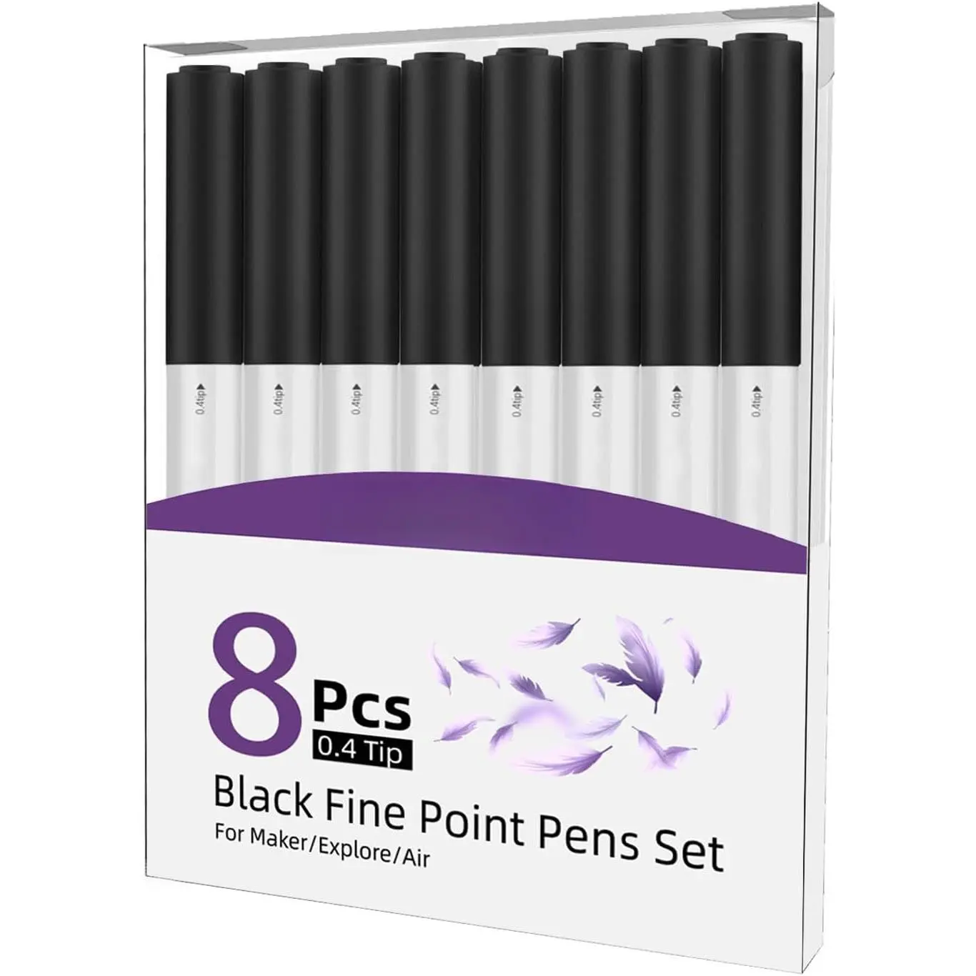 0.4 Tip Fine Point Pens for Cricut Maker 3/Maker/Explore 3/Air 2, Black Fine Point Pens Set of 8 Pack  Tools Accessories Writing Drawing Pen Compatible with Machine