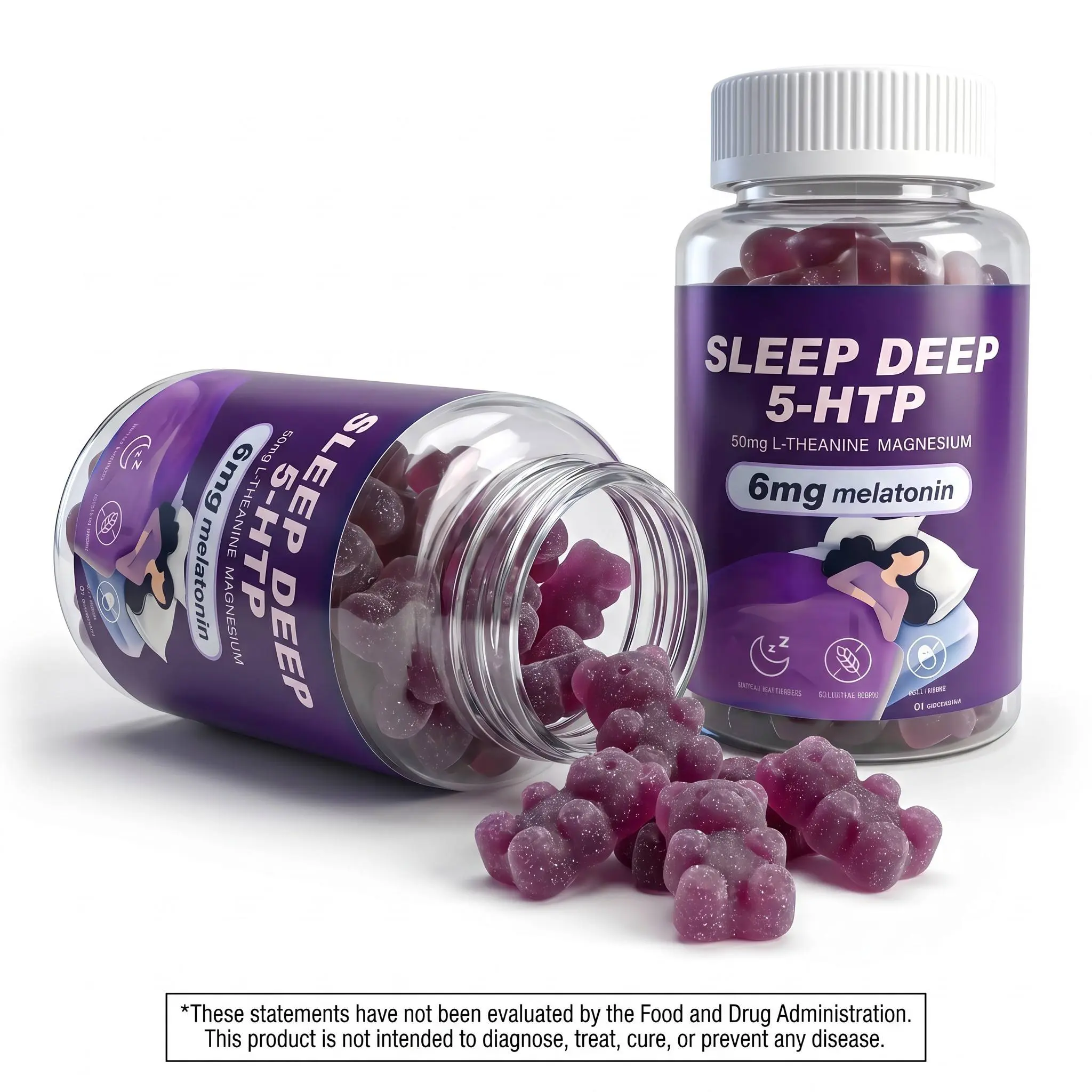 POWERBIRTH — Sleep aid supplement, melatonin gummies, 5 mg melatonin gummies, sleep gummies with L-theanine, natural grape flavor, helps you fall asleep, soy-free, gluten-free, vegan