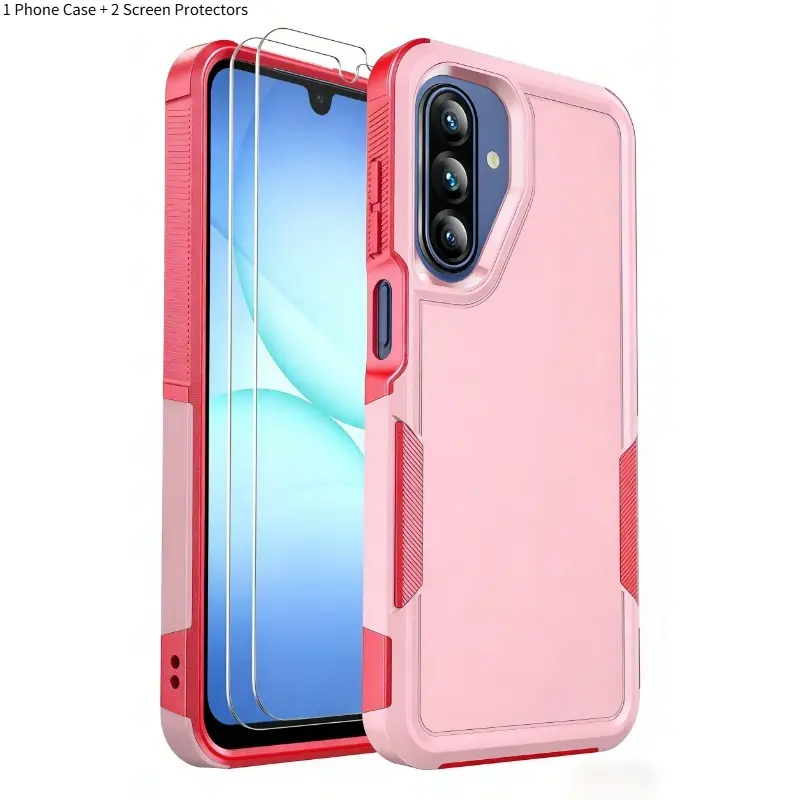3pcs (1 Phone Case + 2 Screen Protectors) Heavy Duty Shockproof Phone Case, Rugged shockproof cover, Full Anti-Drop Cover for Samsung Galaxy A17 A16 A15 A37 A55 A35 4G 5G S26 Ultra S25 FE S24 Ultra S23 Ultra S23 FE S22 Ultra