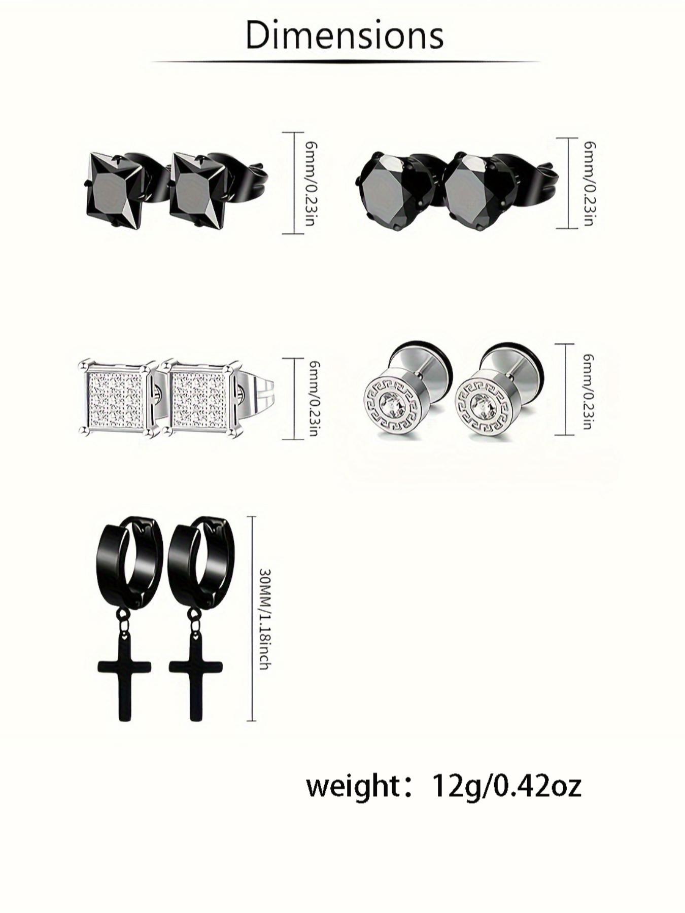 Geometric & Cross Design Earrings Set, Gifts for Girlfriend, Artificial Zircon Decor Ear Piercing Jewelry, Hypoallergenic Stainless Steel Cartilage Earrings for Women & Men, Body Jewelry for Birthday Gift, Fashionable Jewelry Accessories
