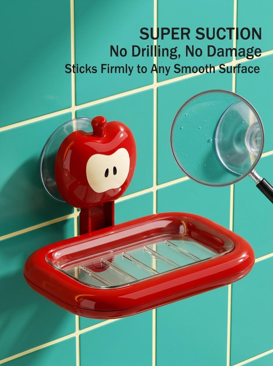 Dopamine Cute Apple Suction Cup Soap Dish| No Drill Self Draining Soap Holder, Renter Friendly Bathroom Organizer for Shower Tub Sink Dopamine Cute Apple Suction Cup Soap Dish| No Drill Self Draining Soap Holder, Renter Friendly Bathroom Organizer for Shower Tub Sink