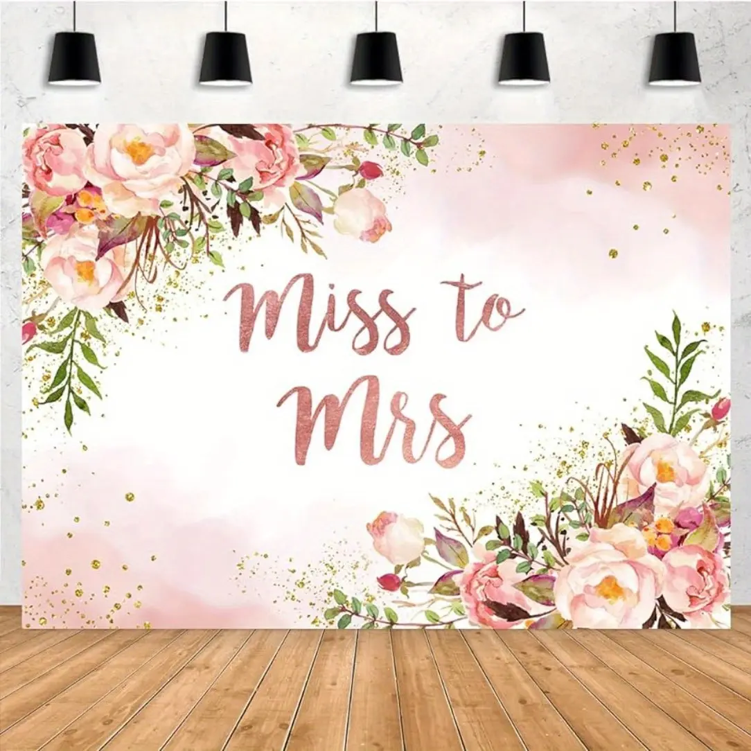 Bridal Shower Green Leaves Banner Backdrop Boho Wedding Style Polyester Fiber Tapestry Wall Hanging Photography Background Engagement Party Home Studio Cake Table Indoor Outdoor Durable Fabric