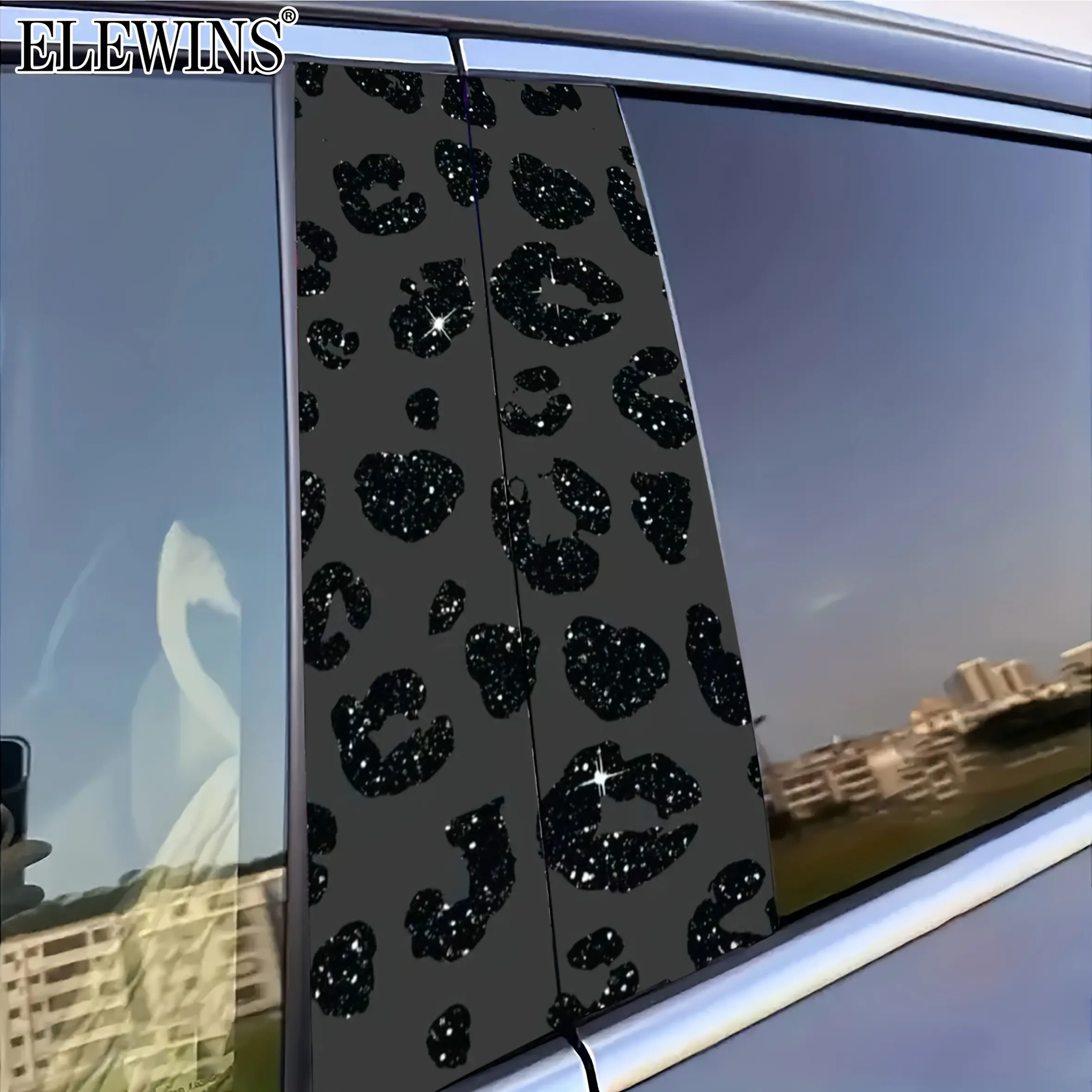2pcs Self-dhesive Lip Print Car B-Pillar Stickers - Glossy Black/Carbon Fiber Vinyl Decals, Car Styling Decals, Irregular Lip Shape for Door/Window Frame, Fit for Trucks, SUVs - Easy Peel & Stick, Scratch Protection Film, Vehicle Exterior Decoration