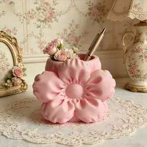 Puff Flower Shaped Multi-Purpose Storage Caddy, Lightweight Embedded Desktop Organizer, Minimalist Portable Desk Accessory Holds Stationery, Cosmetics And Daily Supplies For Home And Office Table Decor