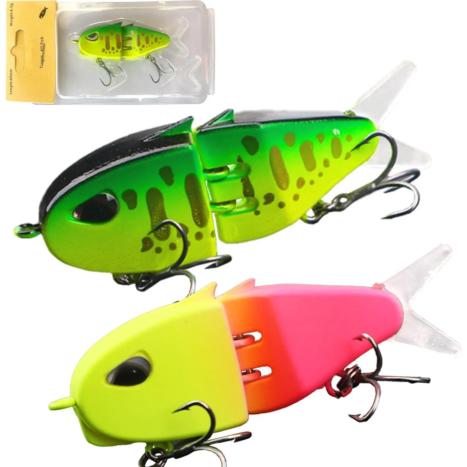 Mini Glide  Whopper Popper Fishing Lure, Slow Sinking Wide S Motion Smooth Multi-Jointed Glide  for Catfish,Pike Perch, Floating Pencil Bass Freshwater or Saltwater