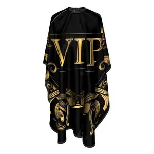 Luxury Golden VIP Print 1pc Barber Cape - Adjustable Neck Comfortable Durable Haircut Cape for Home Salon & Studio, Premium Gift for Stylists