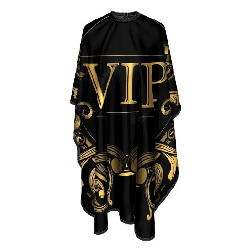 Luxury Golden VIP Print 1pc Barber Cape - Adjustable Neck Comfortable Durable Haircare Haircut Cape for Home Salon & Studio, Premium Gift for Stylists