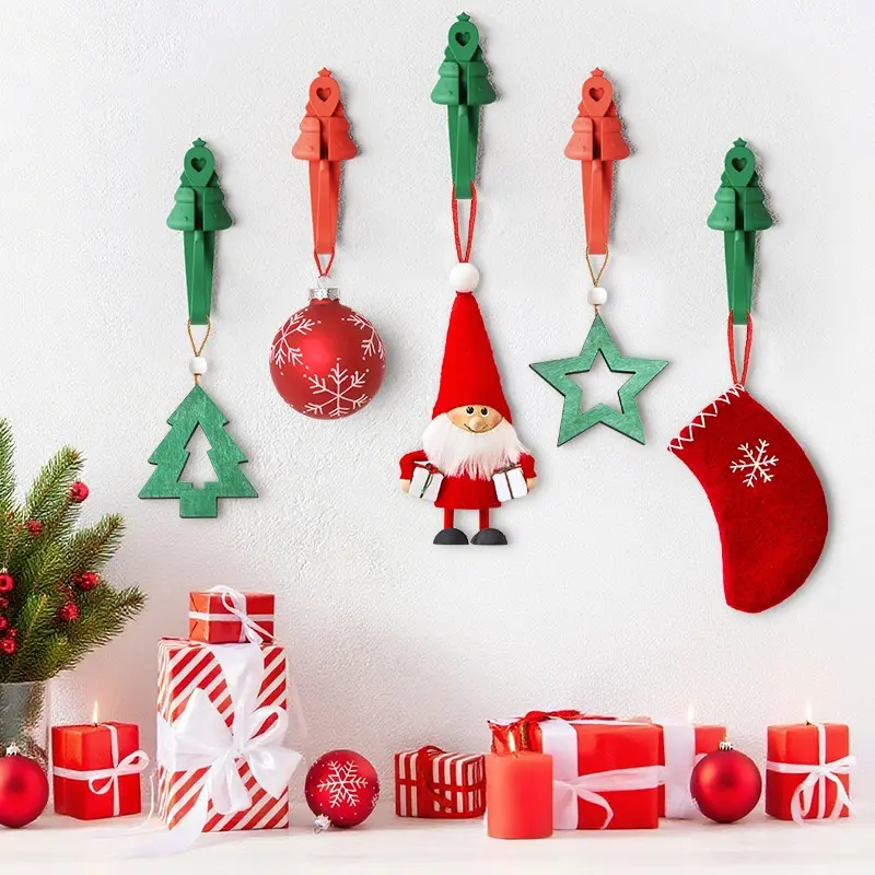6 PCS Christmas Garland Hangers for Mantle, Fireplace Stocking and Garland Hanger, Reusable Silicone Adhesive Tape, Suitable for Christmas Door Frame, Staircase Decoration