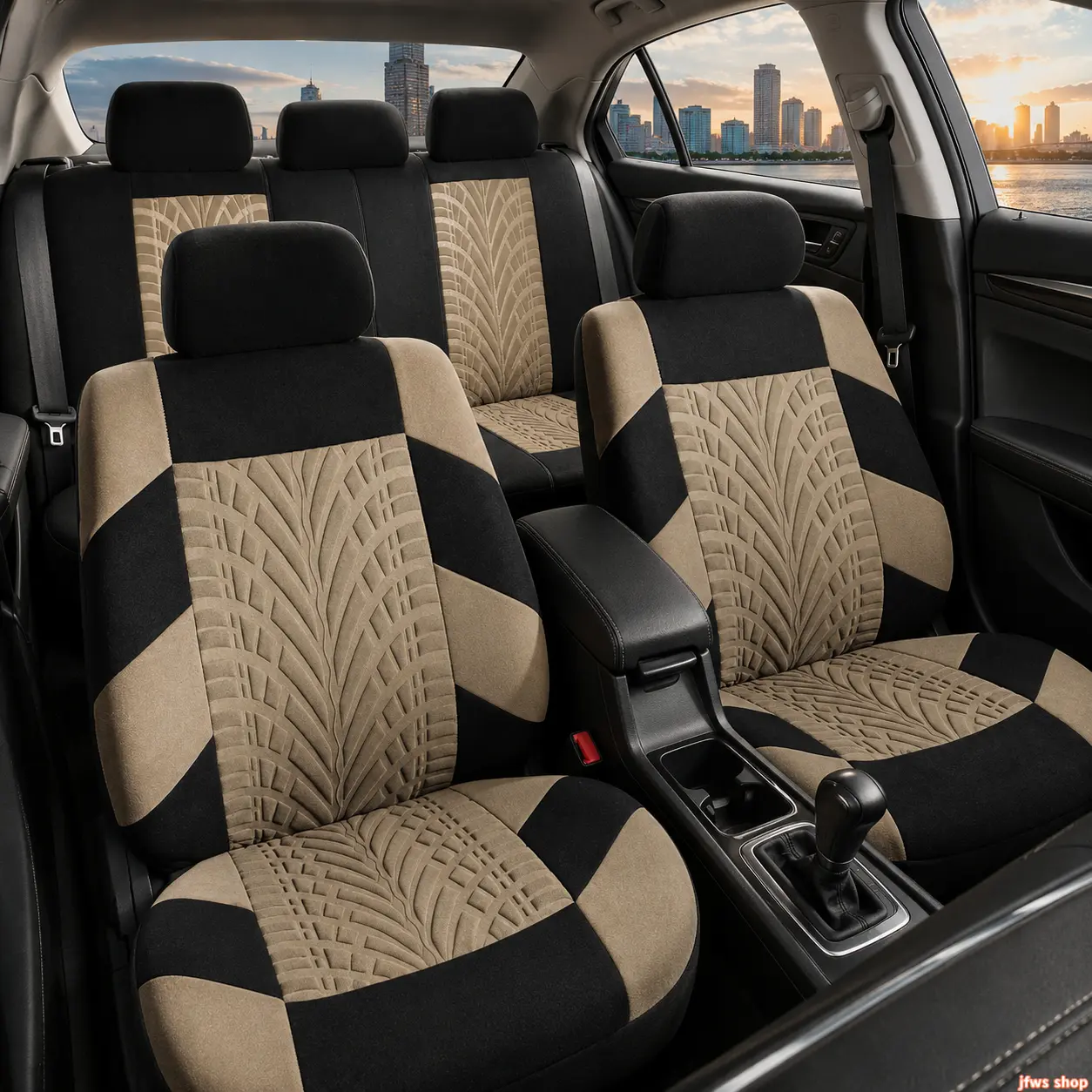 Car Seat Covers Full Set, 3D Embossed Tire Tread Pattern, All-Season Breathable with Ventilated Edge Wrapping, Universal Fit for Cars, SUVs & Trucks, Seat Covers For Cars homeessentials