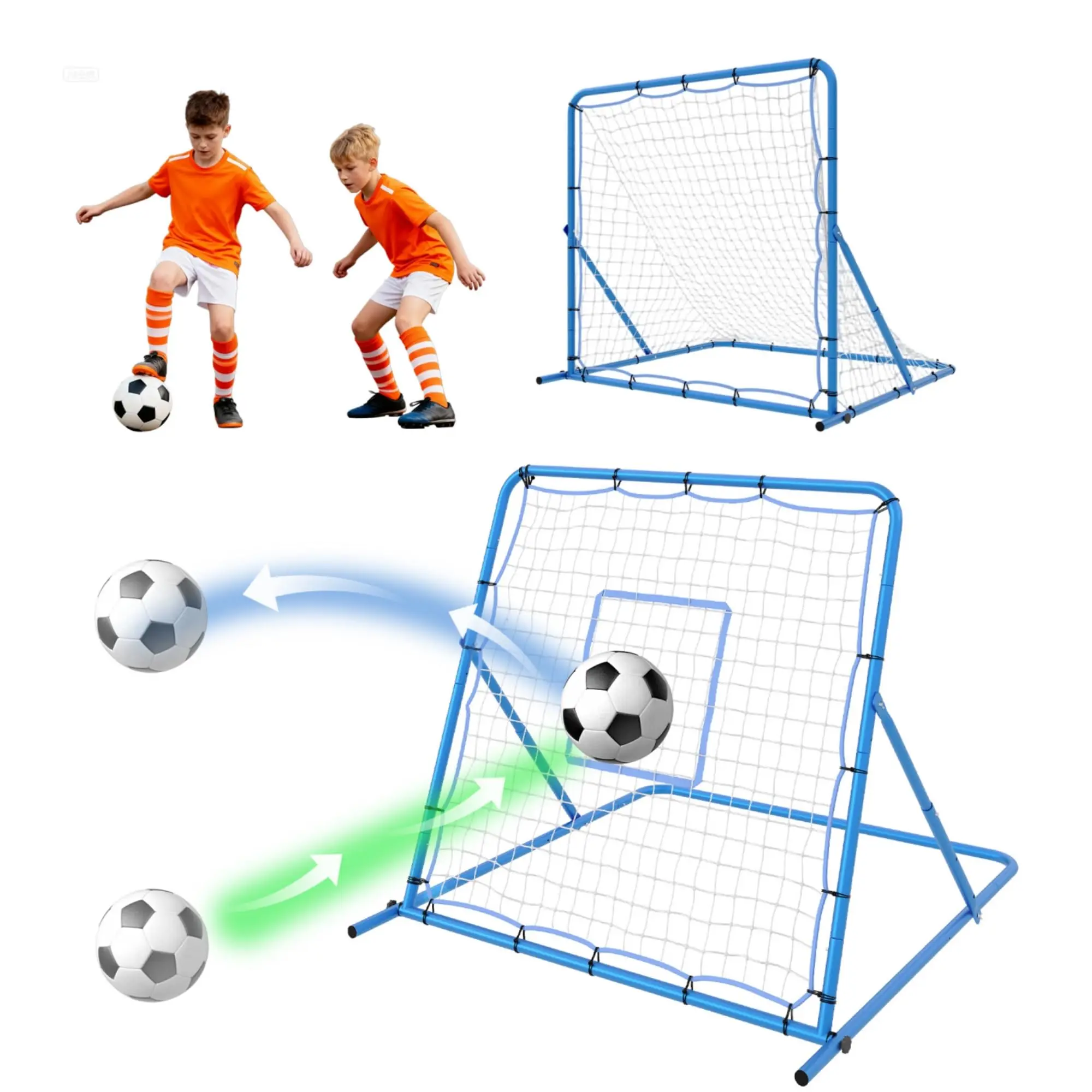 Dual-Mode Baseball & Soccer Rebounder Net – Adjustable Angle, Sturdy Steel Frame – Fast Assembly – Multi-Sport Training for Kids, Teens & Adults – Ideal for Backyard Practice – 4x4 Size